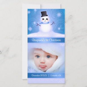 Tarjeta Festiva Los primeros Navidades del bebé quitan azul a los