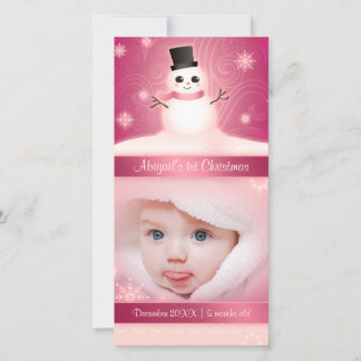 Tarjeta Festiva Los primeros Navidades del bebé se burlan del rosa