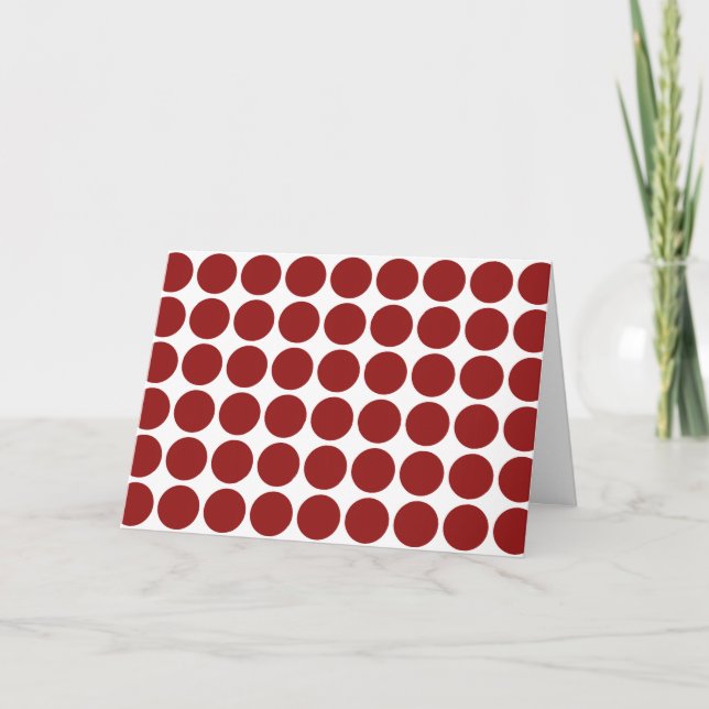 Tarjeta Festiva Los puntos rojos de la polka en blanco (Anverso)