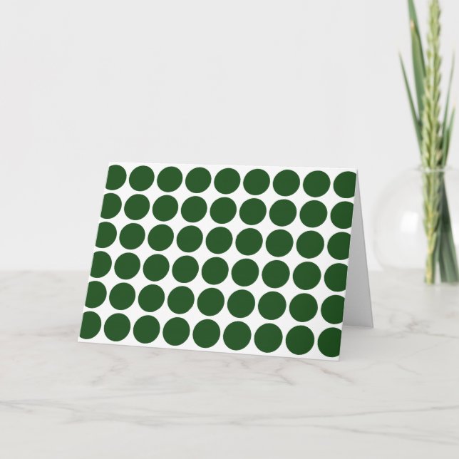 Tarjeta Festiva Los puntos verdes del polka en blanco (Anverso)