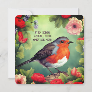 Tarjeta Festiva Los Robins Aparecen Cuando Los Seres Queridos Está