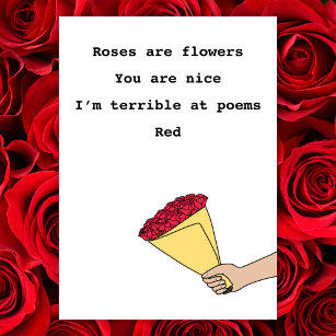 Tarjeta Festiva Los rosas son poemas rojos y graciosos.