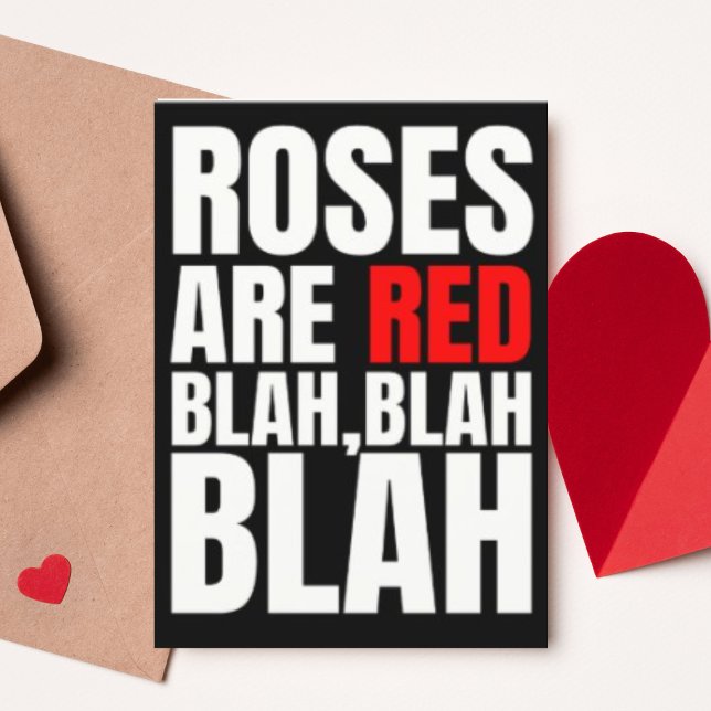 Tarjeta Festiva Los rosas son Red Funny Anti Día de San Valentín (Buy or Download Now!)
