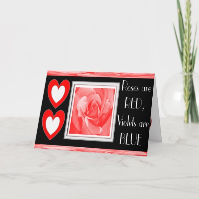 Tarjeta Festiva Los rosas son violetas ROJAS AZUL... (Anverso)