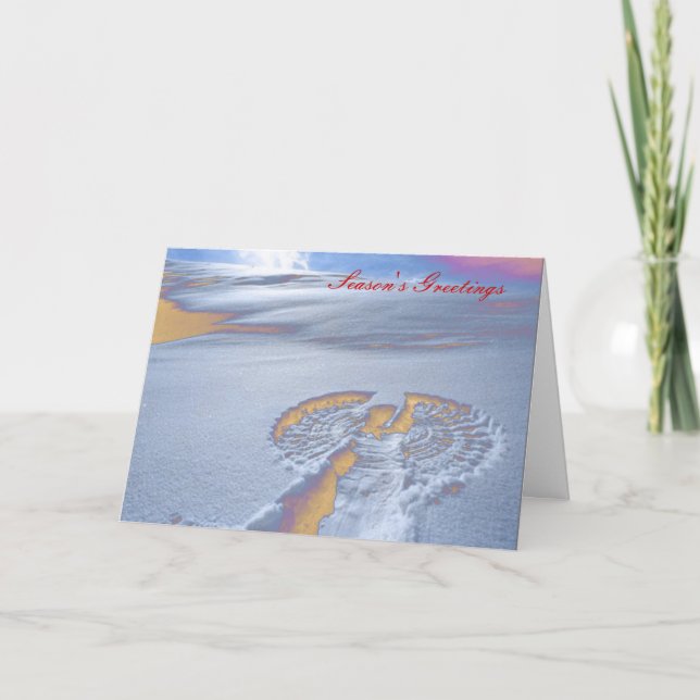 Tarjeta Festiva Los saludos de la estación - ángel de la nieve (Anverso)