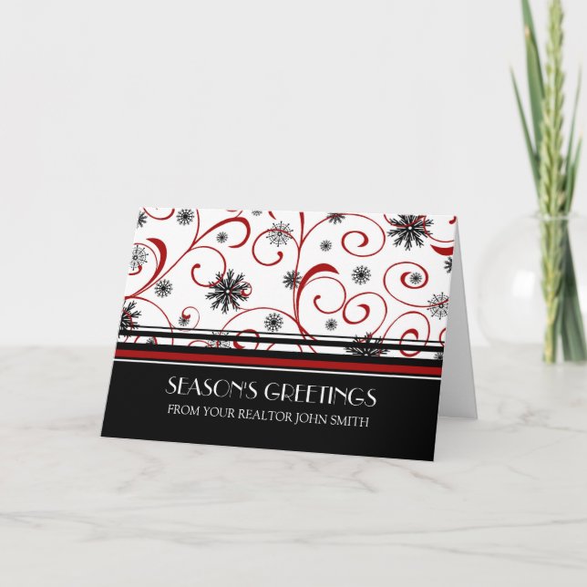 Tarjeta Festiva Los saludos de la estación blanca negra roja de (Anverso)