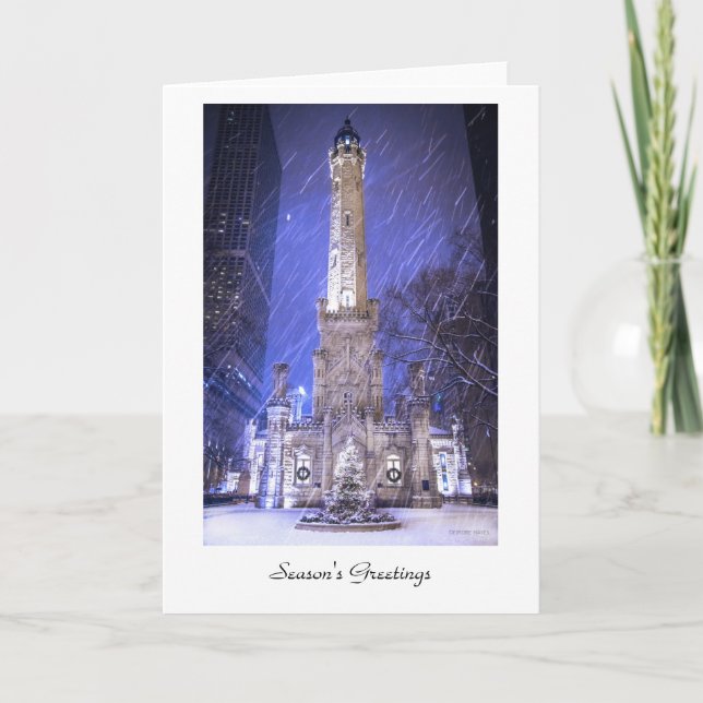 Tarjeta Festiva Los saludos de la estación de Chicago (Anverso)