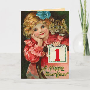 Tarjeta Festiva Los saludos del Año Nuevo del vintage