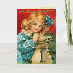 Tarjeta Festiva Los saludos del Año Nuevo del vintage