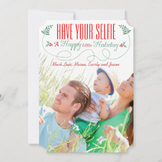 Tarjeta Festiva Los verdes rojos tienen tu selfie un feliz feriado