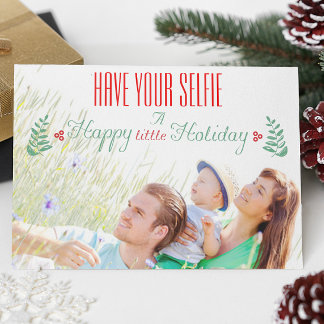 Tarjeta Festiva Los verdes rojos tienen tu selfie un feliz feriado