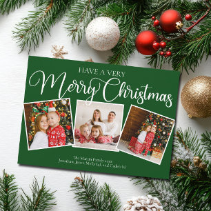 Tarjeta Festiva Los verdes tienen un Collage de fotos navideño muy