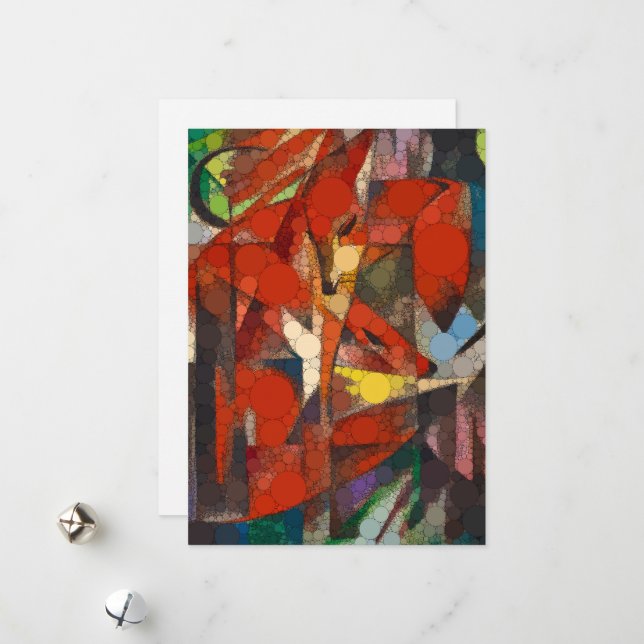 Tarjeta Festiva Los zorros, puntos infinitos después de Franz Marc (Anverso/Reverso In Situ)