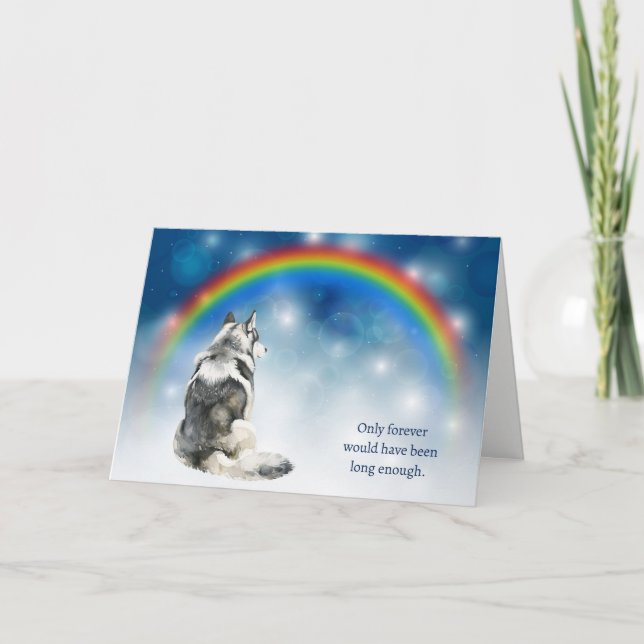 Tarjeta Festiva Loss of Malamute Dog Night Lights Rainbow Sympathy (Anverso)