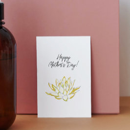 Tarjeta Festiva Loto Amarillo Elegante Acuarela Día de la Madre