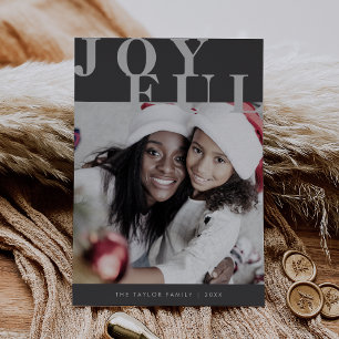 Tarjeta Festiva LOTTIE Gray Family Photo Sencillos Navidades alegr