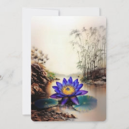 Tarjeta Festiva Lotus azul que emerge de las aguas turbias (vietna