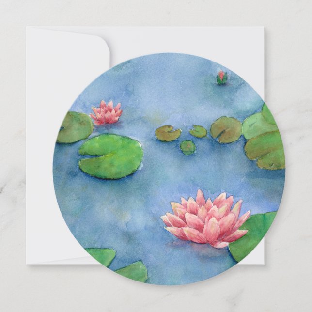 Tarjeta Festiva Lotus flower watercolor (Anverso)