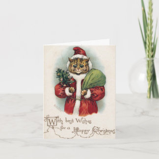 Tarjeta Festiva Louis Wain Navidades Santa Cat