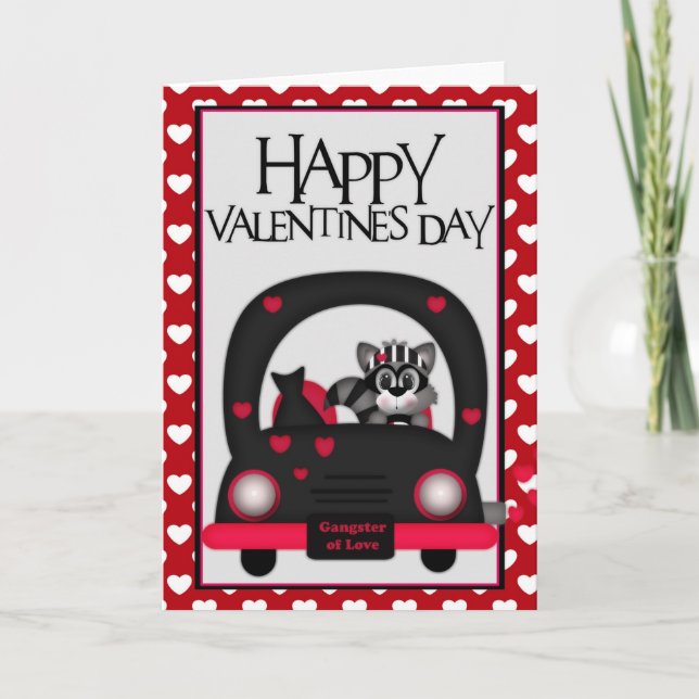 Tarjeta Festiva Love Bandit Happy Valentine Raccoon Greeting Card (Anverso)