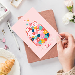 Tarjeta Festiva Love Candy Heart Messages Mason Jar Valentine