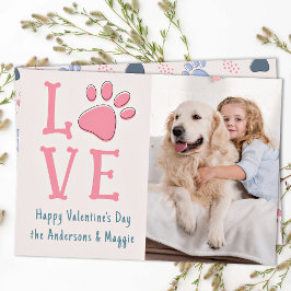 Tarjeta Festiva LOVE Día de San Valentín Paw Personalizado de impr