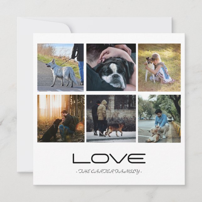 Tarjeta Festiva Love Dog Family Portrait Collage Design (Anverso)