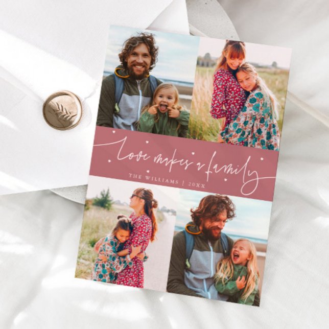Tarjeta Festiva Love Family Pink Valentines Day Photo (Subido por el creador)