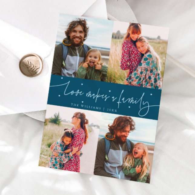Tarjeta Festiva Love Family Teal Valentines Day Photo (Subido por el creador)