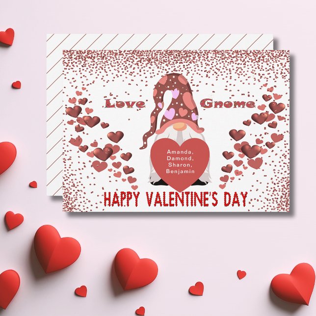 Tarjeta Festiva Love Gnome Feliz Día de San Valentín (Love Gnome Happy Valentines Day Holiday Card)