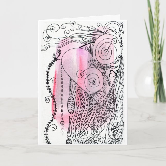 Tarjeta Festiva Love Grows Abstract Valentine Pink, Red (Anverso)