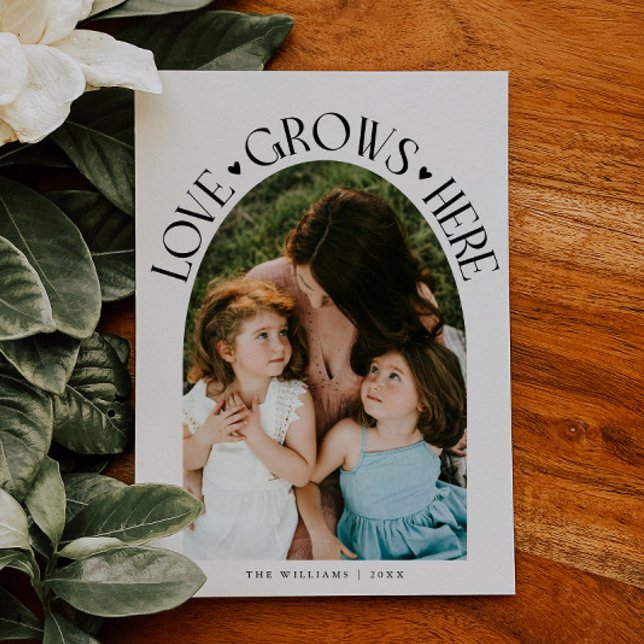 Tarjeta Festiva Love Grows Here White Arch Valentines Day (Subido por el creador)