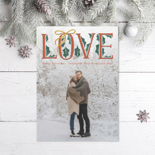 Tarjeta Festiva Love Hand Lettering Holly Winter