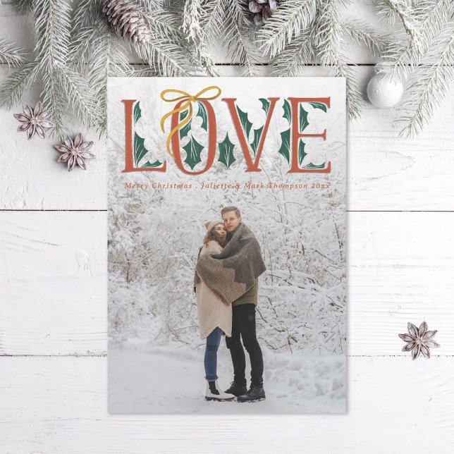 Tarjeta Festiva Love Hand Lettering Holly Winter (Subido por el creador)