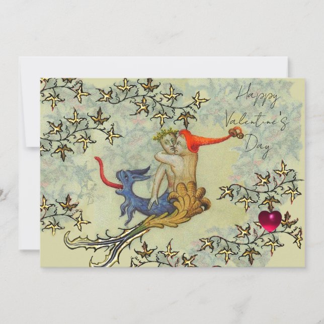 Tarjeta Festiva LOVE IN THE ABYSS Mermaid and Triton Valentine Day (Anverso)