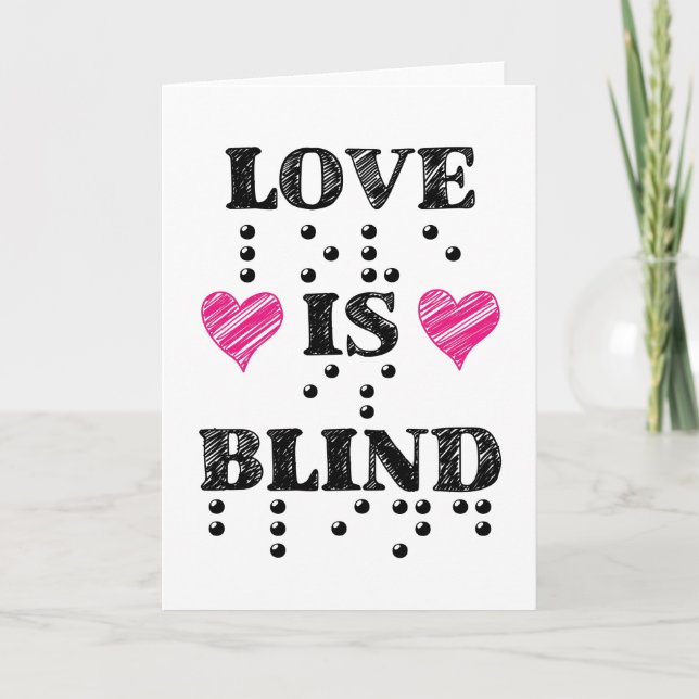 Tarjeta Festiva Love Is Blind Braille Hearts (Anverso)