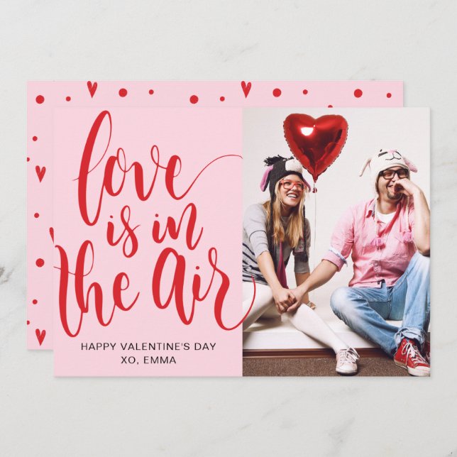 Tarjeta Festiva Love Is In The Air Custom Valentine's Day Photo (Anverso / Reverso)