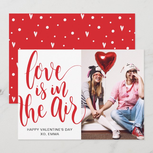 Tarjeta Festiva Love Is In The Air Custom Valentine's Day Photo (Anverso / Reverso)