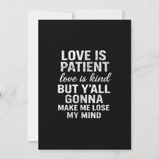 Tarjeta Festiva Love Is Patient Love Is Kind Funny Quote Playful S (Anverso)