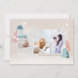 Tarjeta Festiva Love Joy Hope Pastel Christmas Tree Forest 3 Photo