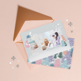 Tarjeta Festiva Love Joy Hope Pastel Christmas Tree Forest 3 Photo