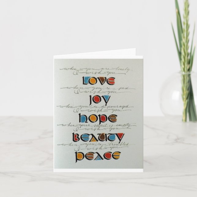 TARJETA FESTIVA LOVE JOY HOPE PEACE BEAUTY NOTECARD (Anverso)