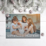 Tarjeta Festiva Love Light Latkes Hanukkah Photo<br><div class="desc">Love Light Latkes in retro serif type over full bleed photo; also available in real foil</div>
