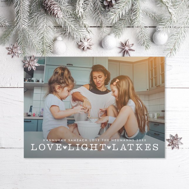 Tarjeta Festiva Love Light Latkes Hanukkah Photo (Subido por el creador)