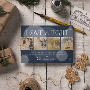 Tarjeta Festiva Love & Light Photo Collage Christmas