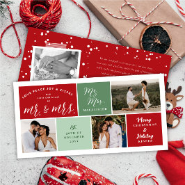 Tarjeta Festiva Love Peace Joy Kiss Color Blocks 3 Collage de foto