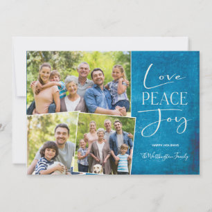 Tarjeta Festiva Love Peace Joy Modern Elegn Family Photo Holida