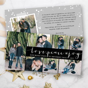 Tarjeta Festiva Love Peace Joy Simple Trendy Script Moderno 7 Foto