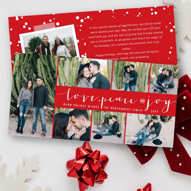 Tarjeta Festiva Love Peace Joy Simple Trendy Script Moderno 7 Foto (Subido por el creador)