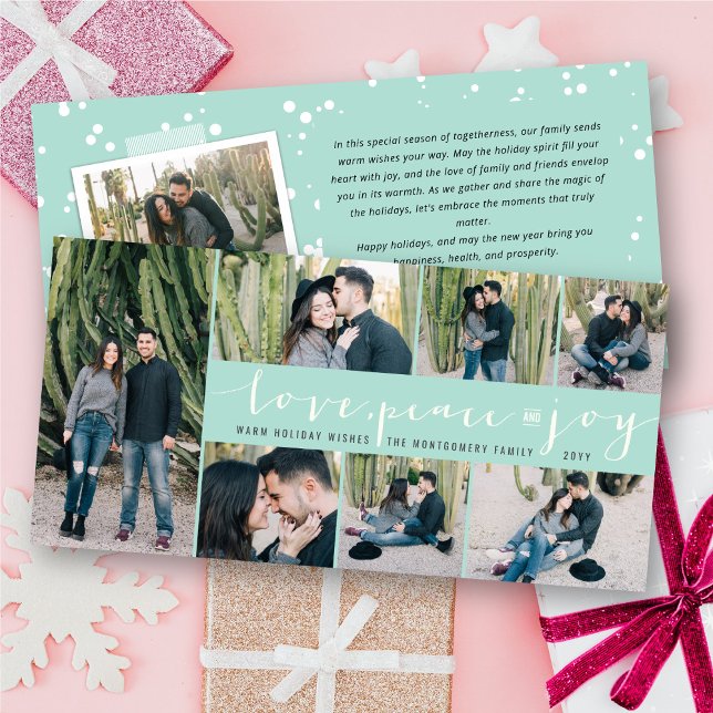 Tarjeta Festiva Love Peace Joy Simple Trendy Script Moderno 7 Foto (Subido por el creador)